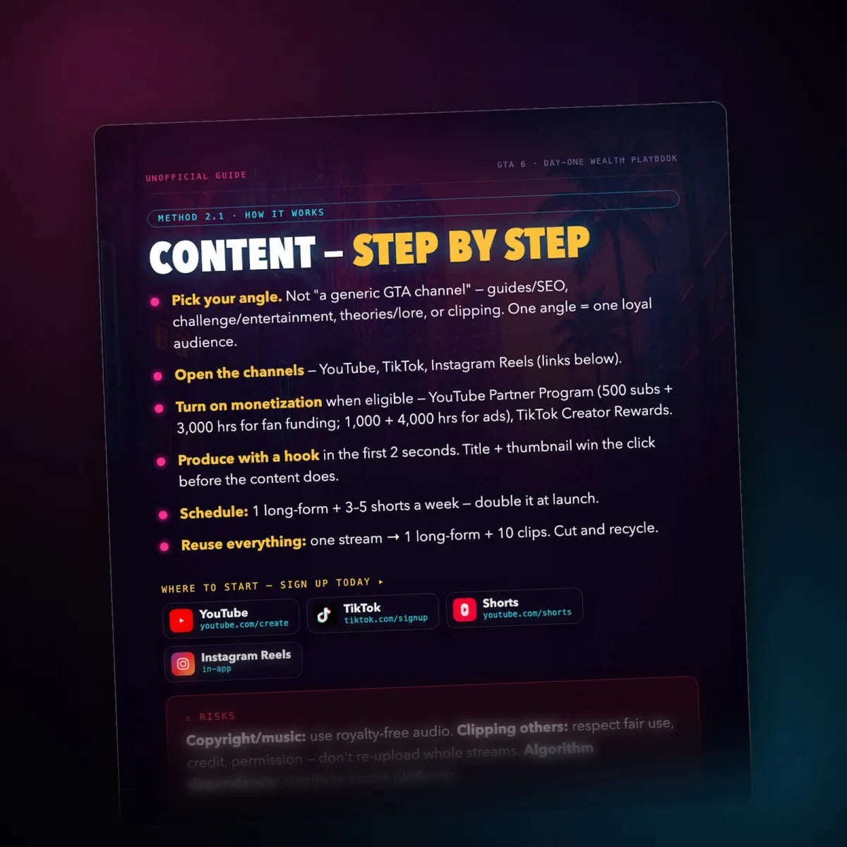 A page from the playbook: the content lane, step by step.